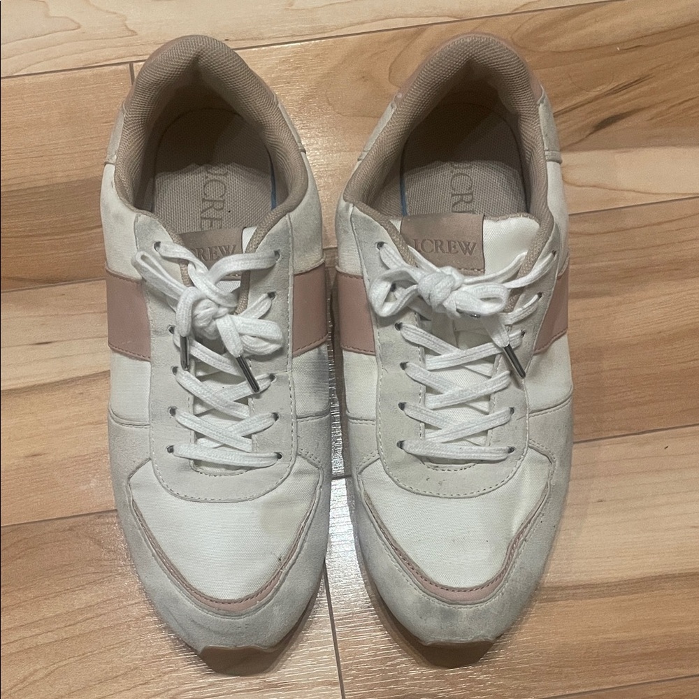 J. Crew Women's White and Pink Sneakers